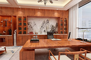 中式老板辦公室裝修設計全景效果圖