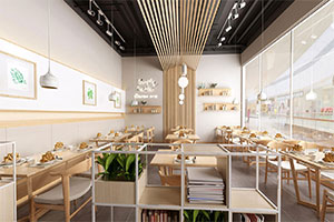 130方餐飲店裝修設(shè)計全景圖