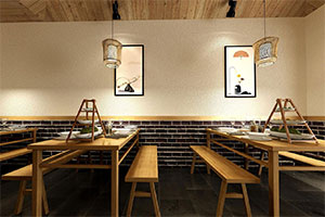 簡約新中式餐飲店裝修設計全景