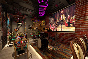 英倫風音樂餐廳裝修設(shè)計全景